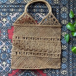 Vintage Macrame Tote Bag Bohemian